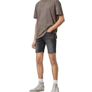 ALLSAINTS | Switch Denim Shorts Men's‎ Size 32 Washed Black Raw Hem Slim Fit